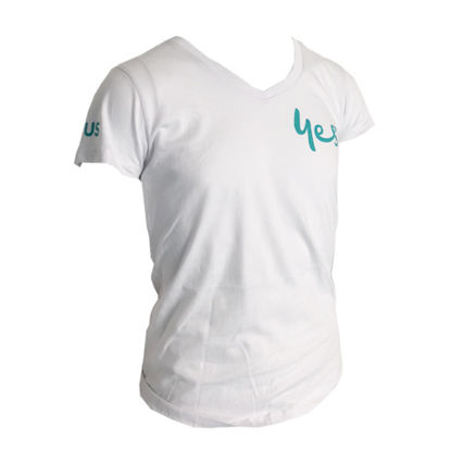 Ladies White Cotton V neck Tshirt