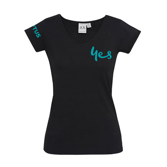 LADIES BLACK V NECK T