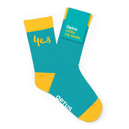 Optus Teal and Yellow Custom Socks